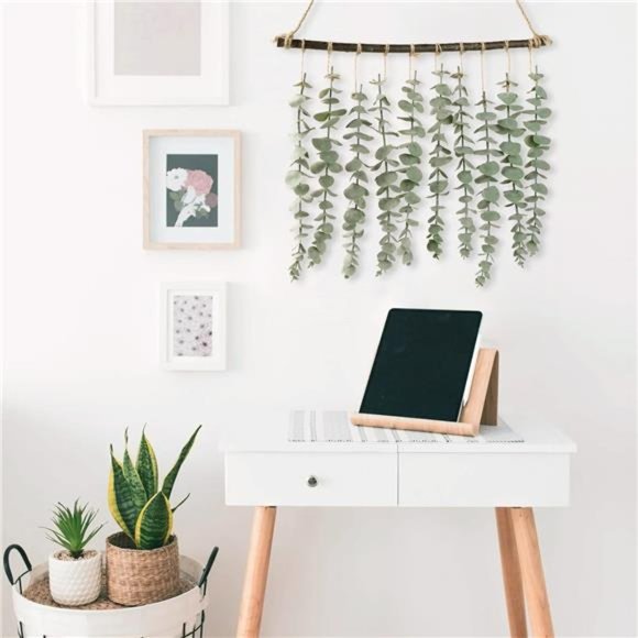 Artificial Eucalyptus Wall Hanging Decor, Fake Eucalyptus Leaves Greenery Vines - Picture 2 of 7